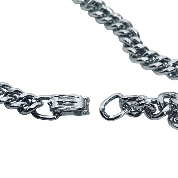 Western Germany Single Strand Chunky Silver Tone Curb Chain Necklace (5814) - Picture 9 of 9